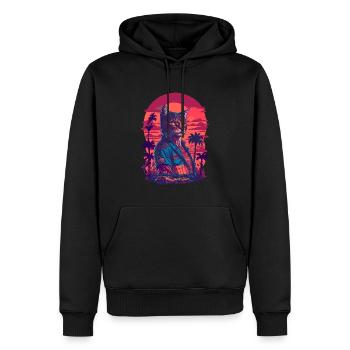 80's Action Illustration of a Cat and Cars - Men’s Premium Organic Hoodie - black - Front - Nico (187cm)