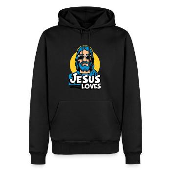 Jésus t’aime - Cooles Jesus Design - Sweat à capuche Premium bio Homme - noir - Devant - Nico (187cm)