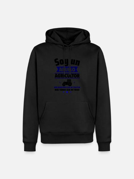 Abuelo Granjero, Fuerte y Tierno - Sudadera con capucha prémium ecológica para hombre - negro