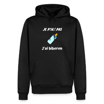 Je peux pas J ai biberon - Sweat à capuche Premium bio Homme - noir - Devant - Nico (187cm)