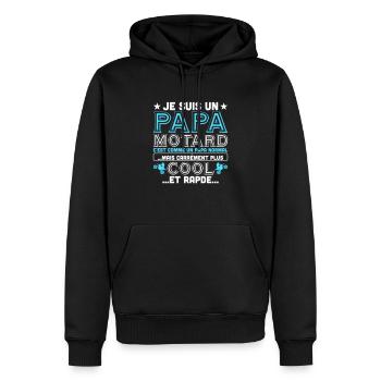 Je suis un papa motard cool - Sweat à capuche Premium bio Homme - noir - Devant - Nico (187cm)
