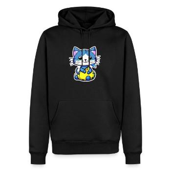 chat kawaii - mignon - manga - Sweat à capuche Premium bio Homme - noir - Devant - Nico (187cm)