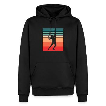 Tennis Sport Tennis Match Dicton - Sweat à capuche Premium bio Homme - noir - Devant - Nico (187cm)