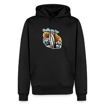 Wellenreiter - Männer Premium Bio Hoodie - Schwarz - Vorne - Nico (187cm)