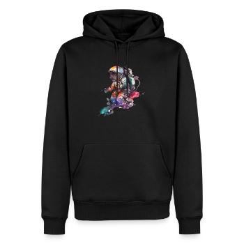 Astronaute Aquarelle Lune - Sweat à capuche Premium bio Homme - noir - Devant - Nico (187cm)