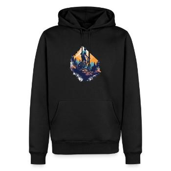 Mountainbiken in den Bergen - Männer Premium Bio Hoodie - Schwarz - Vorne - Nico (187cm)