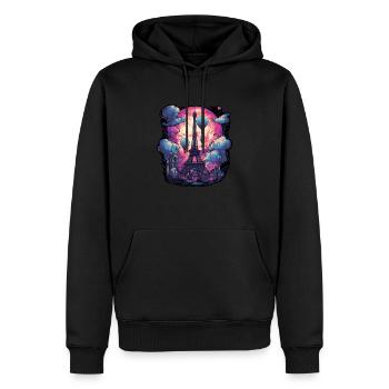 Romantischer Eiffelturm - Männer Premium Bio Hoodie - Schwarz - Vorne - Nico (187cm)