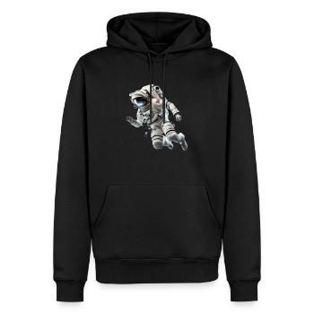 Rêve flottant : l’astronaute dans l’espace - Sweat à capuche Premium bio Homme - noir - Devant - Nico (187cm)