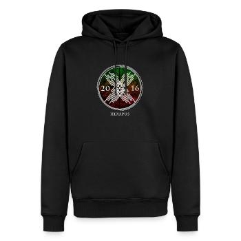 x leaf hexapus design - Men’s Premium Organic Hoodie - black - Front - Nico (187cm)
