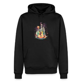 Retro Vintage Gitarre mit palmen Sunset - Männer Premium Bio Hoodie - Schwarz - Vorne - Nico (187cm)