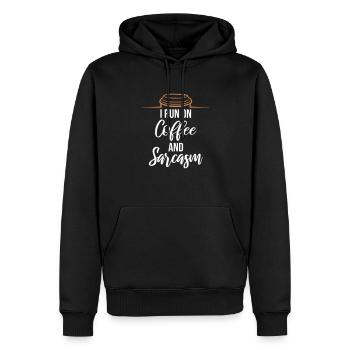 Je cours sur le café et le sarcasme Dicton sarcastique - Sweat à capuche Premium bio Homme - noir - Devant - Nico (187cm)