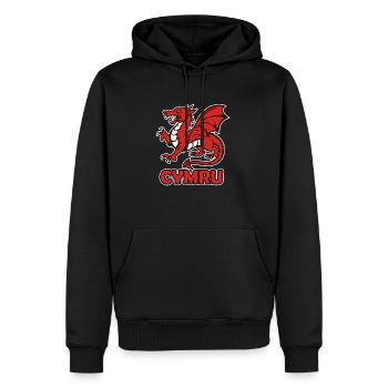 CYMRU WALES Roter Drache - Männer Premium Bio Hoodie - Schwarz - Vorne - Nico (187cm)