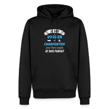 Je suis vosgien et charpentier je suis parfait - Sweat à capuche Premium bio Homme - noir - Devant - Nico (187cm)