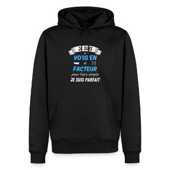 Je suis vosgien et facteur je suis parfait - Sweat à capuche Premium bio Homme - noir - Devant - Nico (187cm)