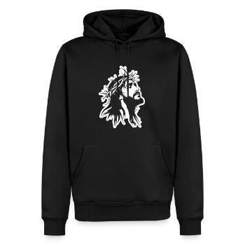 Jésus-Christ Catholique Religion Christianisme - Sweat à capuche Premium bio Homme - noir - Devant - Nico (187cm)