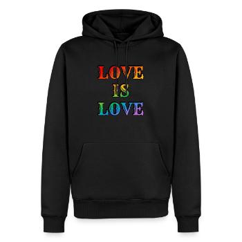 Regenbogen-Liebe ist Liebe - Männer Premium Bio Hoodie - Schwarz - Vorne - Nico (187cm)