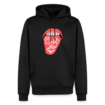 Eat the rich - Sweat à capuche Premium bio Homme - noir - Devant - Nico (187cm)
