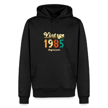 Vintage 1985 - Sweat à capuche Premium bio Homme - noir - Devant - Nico (187cm)