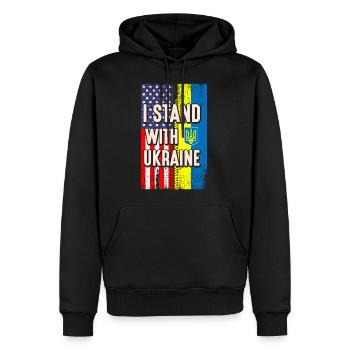 Je me tiens avec ukraine drapeau américain - Sweat à capuche Premium bio Homme - noir - Devant - Nico (187cm)