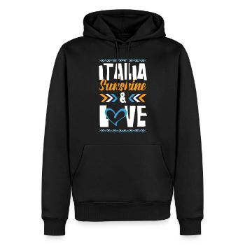 Italia Love - Männer Premium Bio Hoodie - Schwarz - Vorne - Nico (187cm)
