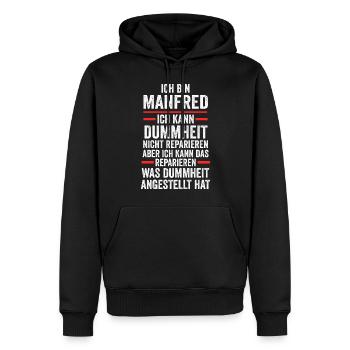 Manfred - Sweat à capuche Premium bio Homme - noir - Devant - Nico (187cm)