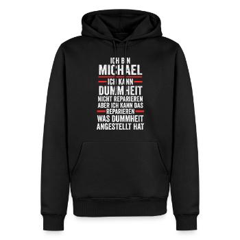Michael - Männer Premium Bio Hoodie - Schwarz - Vorne - Nico (187cm)