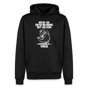 Yoga Lustiger Spruch - Männer Premium Bio Hoodie - Schwarz - Vorne - Nico (187cm)
