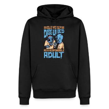 Cleverly Disguised As A Responsible Adult 26 - Men’s Premium Organic Hoodie - black - Front - Nico (187cm)
