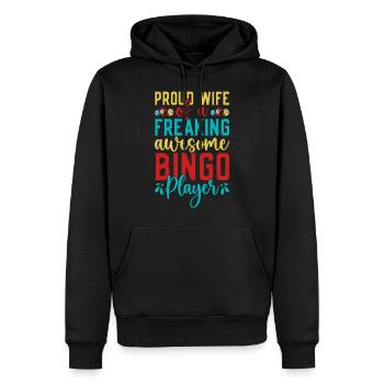 Jeu de bingo Fière épouse d’un joueur de bingo - Sweat à capuche Premium bio Homme - noir - Devant - Nico (187cm)
