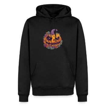 Gruseliger Halloween Kürbis - Männer Premium Bio Hoodie - Schwarz - Vorne - Nico (187cm)