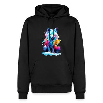 Renard arctique peint - Sweat à capuche Premium bio Homme - noir - Devant - Nico (187cm)