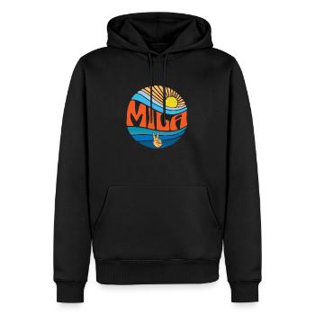 Mila Shirt Vintage Sunset Mila Groovy Tie Dye - Männer Premium Bio Hoodie - Schwarz - Vorne - Nico (187cm)