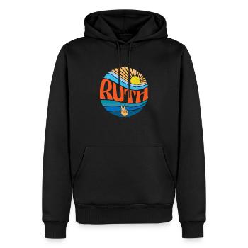 Ruth Shirt Vintage Sunset Ruth Groovy Tie Dye - Männer Premium Bio Hoodie - Schwarz - Vorne - Nico (187cm)