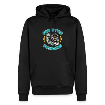 Drôle de loutre surfeuse avec des lunettes de soleil - Sweat à capuche Premium bio Homme - noir - Devant - Nico (187cm)