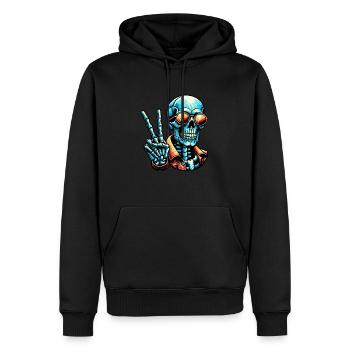 Signe de paix squelette - Sweat à capuche Premium bio Homme - noir - Devant - Nico (187cm)