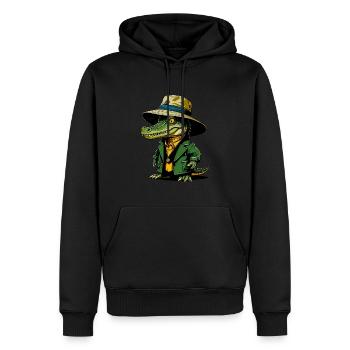 Krokodil Bucket-Hat - Männer Premium Bio Hoodie - Schwarz - Vorne - Nico (187cm)