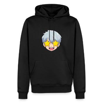 Emoji Visage Anime Étonné - Chemise Anime - Sweat à capuche Premium bio Homme - noir - Devant - Nico (187cm)