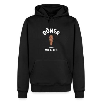 Döner mit alles – Lustiger Fast Food Spruch Dönerl - Männer Premium Bio Hoodie - Schwarz - Vorne - Nico (187cm)