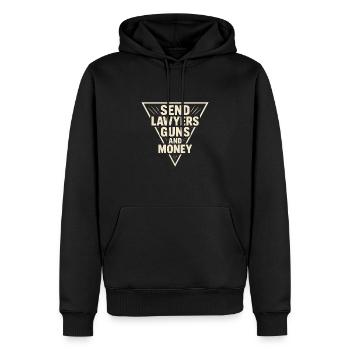 Envoyer des avocats armes et de l’argent Citation de rock rétro - Sweat à capuche Premium bio Homme - noir - Devant - Nico (187cm)