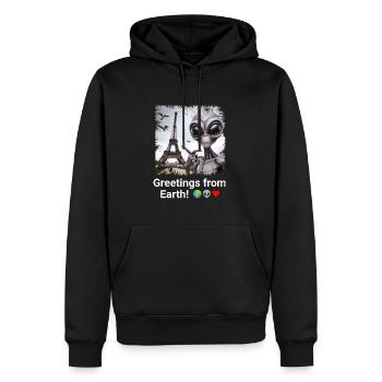 Aliens in Paris - Eine galaktische Selfie-Geschichte - Männer Premium Bio Hoodie - Schwarz - Vorne - Nico (187cm)