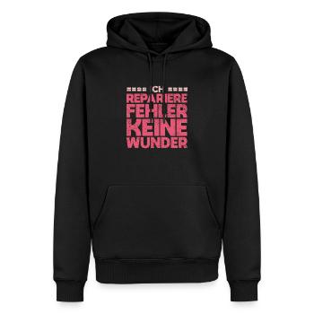 Ich Repariere Fehler, Keine Wunder - Männer Premium Bio Hoodie - Schwarz - Vorne - Nico (187cm)