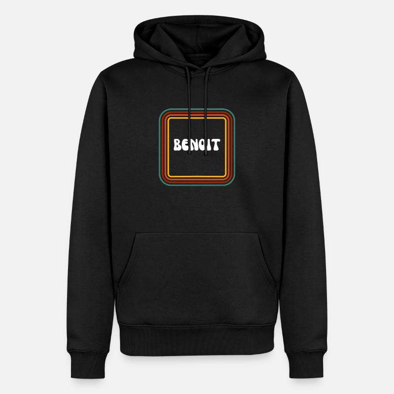 Prénom rétro Benoit - Sweat à capuche Premium bio Homme - noir
