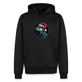 Lustiger Alligator mit Nikolausmütze im Kreis - Männer Premium Bio Hoodie - Schwarz - Vorne - Nico (187cm)