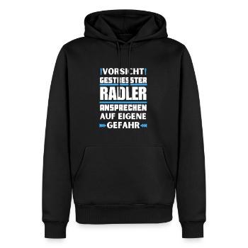 Ne parlez pas aux cyclistes stressés ! - Sweat à capuche Premium bio Homme - noir - Devant - Nico (187cm)