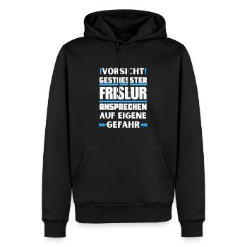 Ne parlez pas à un coiffeur stressé ! - Sweat à capuche Premium bio Homme - noir - Devant - Nico (187cm)