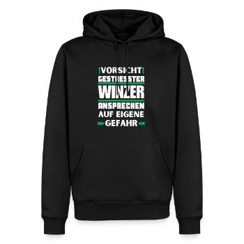 Don't talk to stressed winemakers! - Men’s Premium Organic Hoodie - black - Front - Nico (187cm)