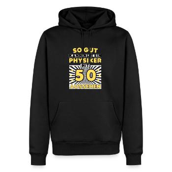 So gut kann nur ein Physiker mit 50 aussehen - Männer Premium Bio Hoodie - Schwarz - Vorne - Nico (187cm)