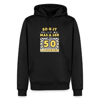 So gut kann nur ein Manager mit 50 aussehen - Männer Premium Bio Hoodie - Schwarz - Vorne - Nico (187cm)