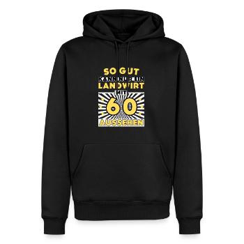 So gut kann nur ein Landwirt mit 60 aussehen - Männer Premium Bio Hoodie - Schwarz - Vorne - Nico (187cm)