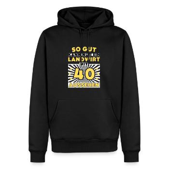 So gut kann nur ein Landwirt mit 40 aussehen - Männer Premium Bio Hoodie - Schwarz - Vorne - Nico (187cm)